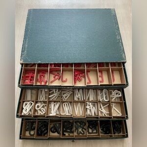 Antique Set Of Montessori Movable Alphabet Black/ Red/ White Education-Billboard